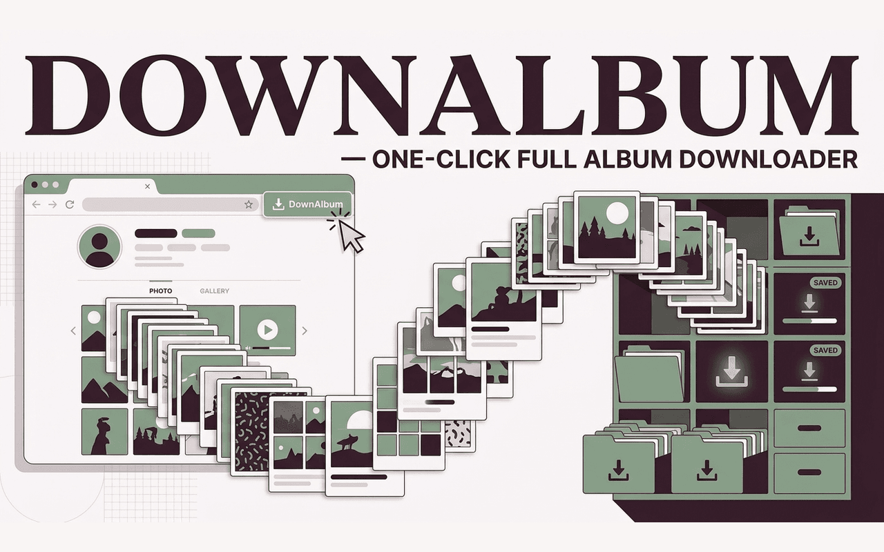 DownAlbum promotional artwork illustrating its main feature